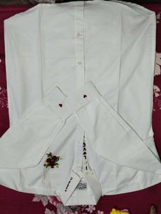 White Hand Embroidered "I Love You" Shirt