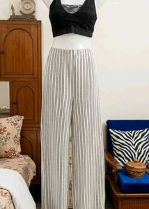 Sinsay Premium Textured Striped Wide-Leg Trousers