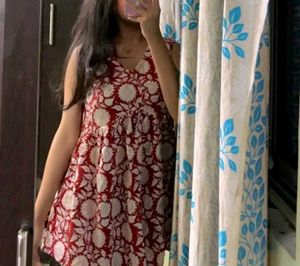 Maroon Floral Print Kurta
