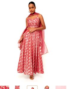 Vibrant Red Brocade Lehenga Set size S