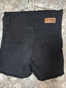 Black High-Waisted Denim Shorts