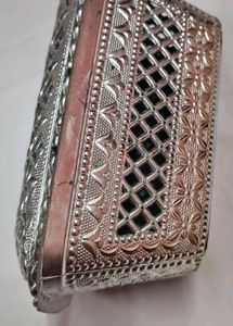 Ornate Silver-Tone Decorative  shinning Tray