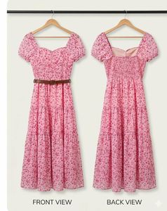 Charming Pink Floral Midi Dress