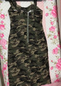 Camouflage Button-Front Dress