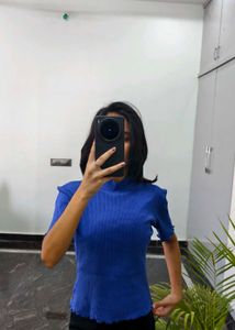 Blue Ribbed Top