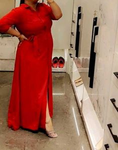 Red Maxi Shirt Dress