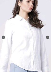 Women White Self Checked Shirt