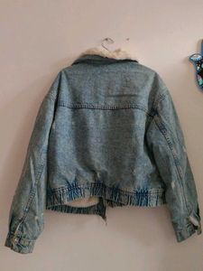 Denim Jacket with Faux Fur Collar
