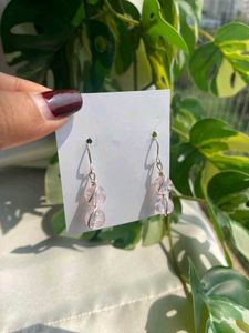 Baby Pink Beaded Dangle Earrings