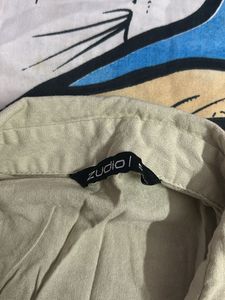 Casual Beige Collared Shirt