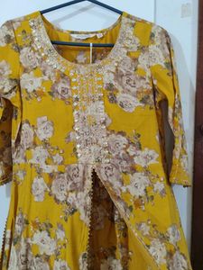 New 2 piece Set Kurta with Pants Mustard Floral