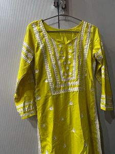 Vibrant Yellow Embroidered Kurta