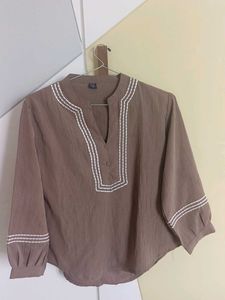 Embroidered V-Neck Tunic Top