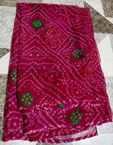 Vibrant Pink Bandhani Saree