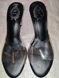 Maven Women’s Transparent Strap Heels – Black Eleg