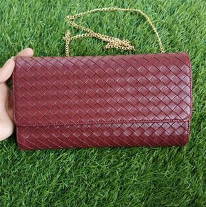 Estee lauder Burgundy Woven Chain Sling Bag