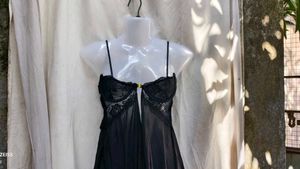 I. Lace Trim Babydoll Nightgown