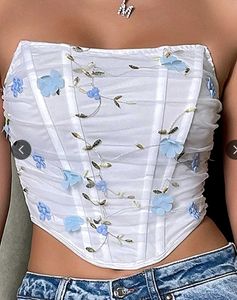 Floral Mesh Corset Top