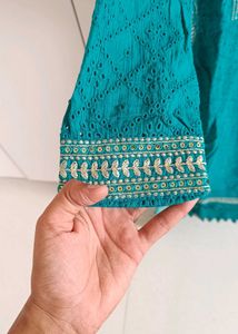 Teal Embroidered Kurti Tunic