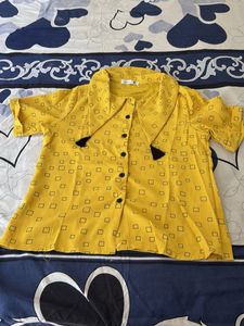 Yellow Button-Up Blouse