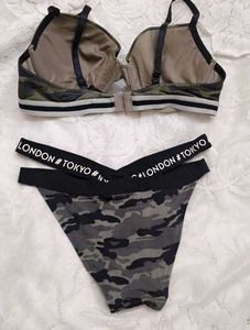 Camouflage Print Push-Up Bra with brief