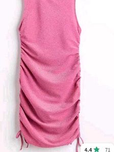 brand new (H&amp;M)Sparkly Pink Ruched Mini Dress