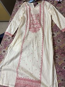New with Tag Elegant Cream & Pink Kurta
