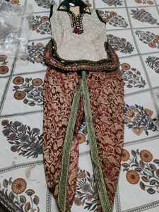 Embellished Kurta Top with dhoti