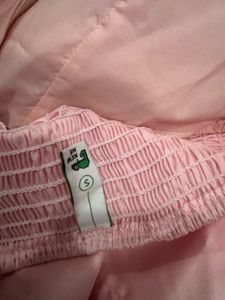 Pink Strapless Bubble Hem Dress