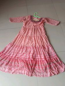 Pretty Pink Tiered Ethnic Gown