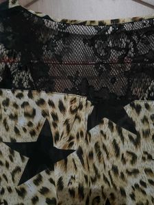 Leopard Star Cold Shoulder Top