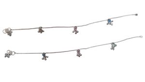 Silver Tone Charm Anklets - Set of 2