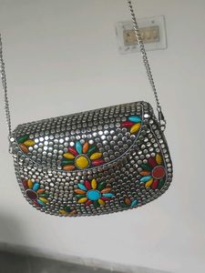 Boho Embellished Clutch with Chain
