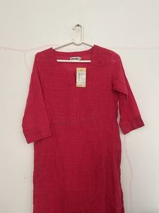 Vibrant Red Textured Kurta