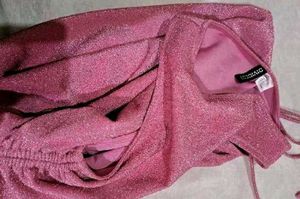 brand new (H&amp;M)Sparkly Pink Ruched Mini Dress
