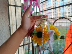Sunflower Keychain with Pearls