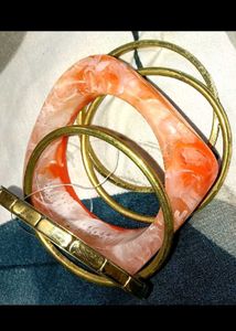 Unique Marbled Orange & Gold Bangles