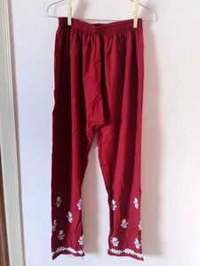 Elegant maroon chikankari work kurta
