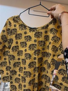 Yellow Elephant Print Kurta