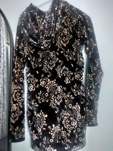 Black Floral Print Tunic Top