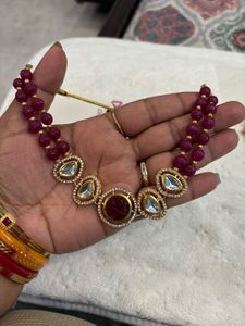 Beautiful Red Stone & Kundan Necklace