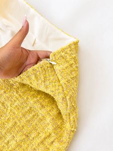 Chic Yellow Tweed Mini Skorts
