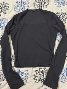 Ribbed Square Neck Long Sleeve Top