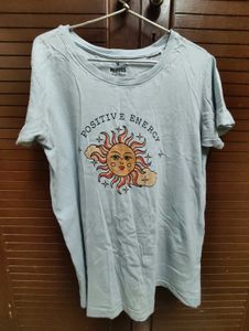 Light Blue "Positive Energy" Graphic Tee