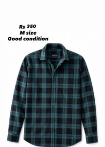Green Plaid Flannel Shirt M