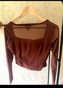 Sheer Sleeve Corset Top