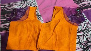 Beautiful orange &amp; Purple Saree with Blouse