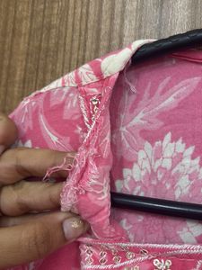 Pink Floral Print Kurta