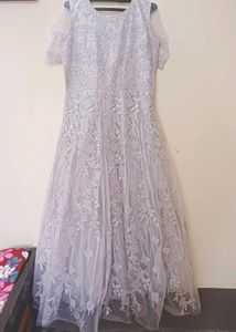 Elegant Grey Embroidered Gown