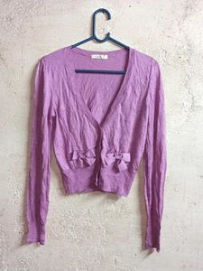 Lavender Cardigan with Bows Cropped